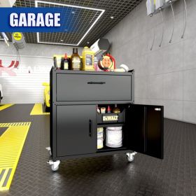 1-drawer Garage Tool Cabinet, Lockable Garage Storage Cabinet, Lockable Metal Storage Cabinet With Wheels, Rolling Toolbox