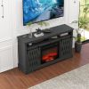 Fireplace TV Stand for TVs up to 65", Entertainment Center with 23" Electric Fireplace, Farmhouse TV Stand Industrial Media Console with Sliding Barn