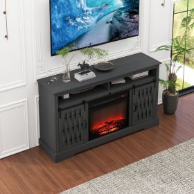Fireplace TV Stand for TVs up to 65", Entertainment Center with 23" Electric Fireplace, Farmhouse TV Stand Industrial Media Console with Sliding Barn