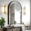 36"x24" Morden Right Angle Arched Black Alloy Aluminium Thin Framed Wall-Mounted Vanity Mirror Bathroom Vanity Mirror for Bedroom Entryway, Living/Dre