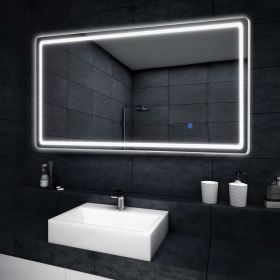 LED aluminum alloy frameless rectangular silver full-length mirror with stand 63 * 20 * 1 inch Bathroom Vanity Mirror for Bedroom Entryway, Living/Dre