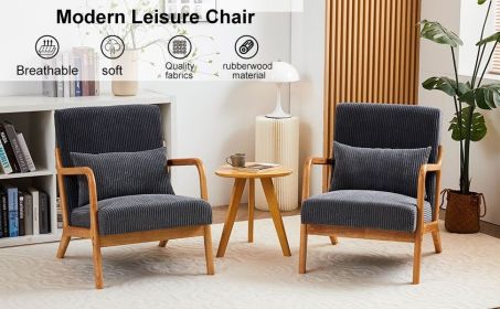 Mid-Century Modern Accent Chair, Arm Chair Living Room Chairs with Pillow Upholstered Reading Chair with Solid Wood Frame & Living Room Bedroom Balcon