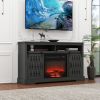 Fireplace TV Stand for TVs up to 65", Entertainment Center with 23" Electric Fireplace, Farmhouse TV Stand Industrial Media Console with Sliding Barn