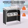 VEVOR Folding Portable Bar Table, Tradeshow Podium Table for Indoor, Outdoor, Party, Picnic, Exhibition, Includes Carrying Case, Storage Shelf and Bla