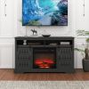 Fireplace TV Stand for TVs up to 65", Entertainment Center with 23" Electric Fireplace, Farmhouse TV Stand Industrial Media Console with Sliding Barn