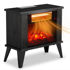 ZOKOP HT1287B 120V 1000W 15in Fireplace Black Wood Free-standing - Quartz Tube - 2nd Gear Temperature Control - With Fake Firewood  - Single Colo