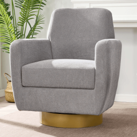 360 Degree Rotation Armchair Cotton Linen Skin Friendly Fabric Ergonomic Design Living Room Chair Bedroom Chair Living Room Chair Suitable For Indoor (Color: Grey)