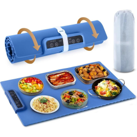 Electric Warming Tray, Food Heating Pad, Maximum Temperature Adjustable, Food Warmer, Portable Kitchen Utensil Pad (Color: Blue)