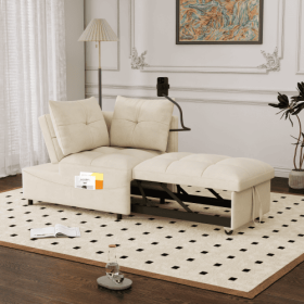 1 Versatile Foldable Sofa Bed In 3 Lengths, Modern Sofa Sofa Sofa Velvet Pull-out Bed, Loveseat Sofa Adjustable Back And With USB Port And Swivel Phon (Color: Beige)