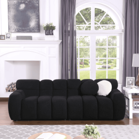 87.4 Length ,35.83 Deepth ,human Body Structure For USA People, Marshmallow Sofa,boucle Sofa ,3 Seater (Color: Black)