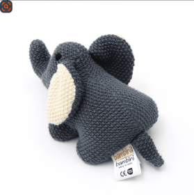 Handmade Cotton Knitted Soft Dark Blue Elephant Plush Toy Soft Toy (Color: Dark Blue)
