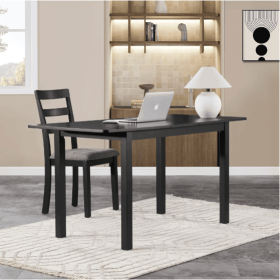 59 Extendable Dining Table, Modern House Dining Room Table For 4-8, Wooden Kitchen Table , Dining Room, Working Office, Home Living Room Furniture For (Color: Black)