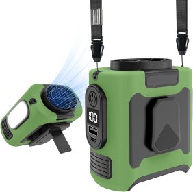 10000mAh Portable Waist Fan, Clamp On Wearable Belt Personal Fan, Rechargeable Battery Powered, With 5 Speed Levels And Flashlight, Suitable For (Option: Army Green)