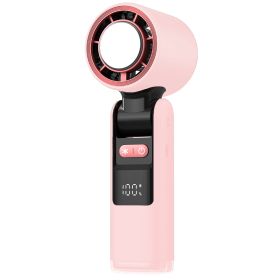Portable Handheld Fan, Speed Adjustable Turbo Mini Fan, Reduced Temperature Mode, Rechargeable Digital Display Foldable Personal Fan With Night L (Color: Pink)