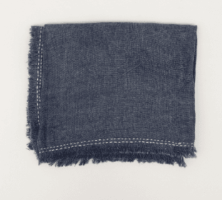 Stonewashed Linen Woven Throw Blanket With Fringe 52X68 Inch (Option: Indigo)